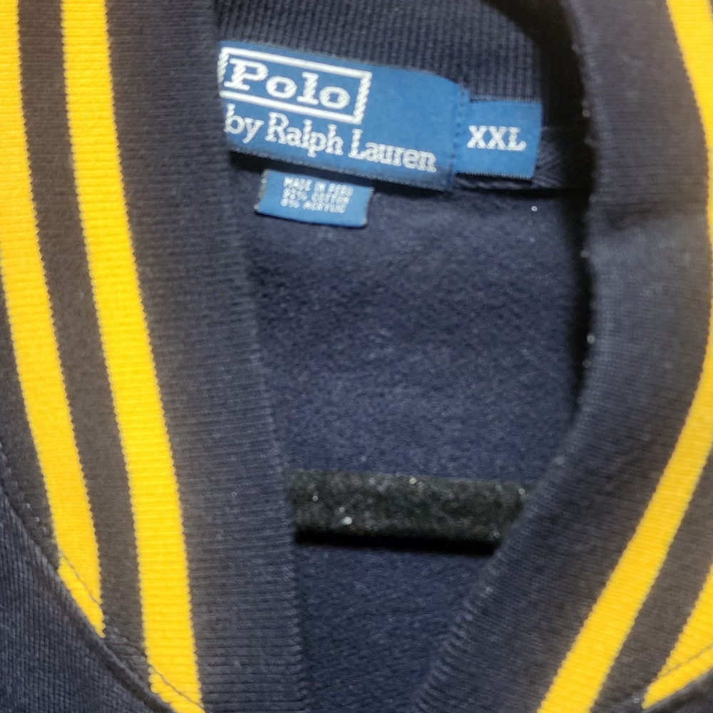 Polo Ralph Lauren Zip up sweater jacket XXL Navy blue with Yellow accent